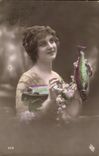 CPA Fantaisie Paques Poisson Femme 