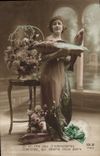 CPA Fantaisie Paques Poisson Femme 