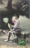CPA Fantaisie Paques Poisson Enfant 