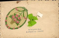 CPA Fantaisie Paques Poisson Fleurs 