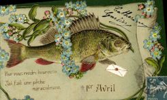 CPA Fantaisie Paques Poisson 