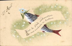 CPA Fantaisie Paques Poisson 1er Avril 