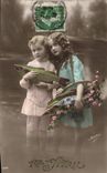 CPA Fantaisie Paques Poisson Enfants 1er Avril 