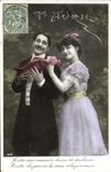 CPA Fantaisie Paques Poisson Femme 1er Avril 