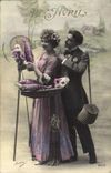 CPA Fantaisie Paques Poisson Femme 1er Avril 