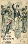 Vintage Postcard Fantasy Illustrator Musicians Coppers