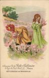 Vintage Postcard Beautiful Fantasy Illustrator Children Garden Marseilles Street of the Bridge Nine Paris