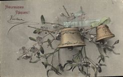 Vintage Postcard Fantasy Illustrator Easter Bells