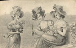 Vintage Postcard Fantasy Illustrator Women Child