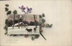 Vintage Postcard Fantaisie Illustrator Stag Is tickled pink Christmas