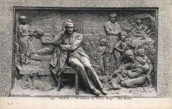 Vintage Postcard Fantasy Illustrator Paris Monument of Low Victor Hugo relief
