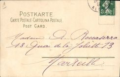 Vintage Postcard Fantasy Flowers Still life bird