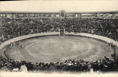 Postal Corrida Toro Beziers Interior de las arenas