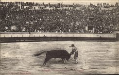 Postal Corrida Toro Arenas de Beziers Corrida de toros una estocada