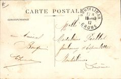 Postal Corrida Toro Nimes Interior de las arenas un día de puesta se murió