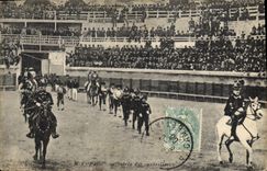 Postal Corrida Toro Paseo o entrado de las cuadrillas