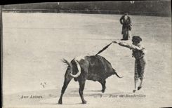 Postal Corrida Toro Instalación de banderillas