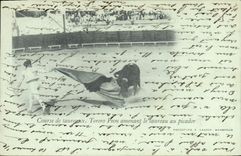 Postal Corrida Toro Corrida de toros Torero Peon que traen el toro al picador