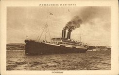 CPA Bateau Paquebot Porthos Messageries Maritimes 