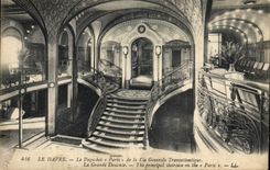 Vintage Postcard Boat Paris Steamer of the Transatlantic Co Le Havre great descent