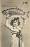 CPA Fantaisie Enfant Poisson d'Avril 