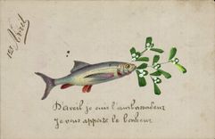 CPA Fantaisie Poisson 1er Avril 