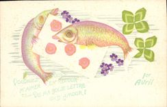 CPA Fantaisie Poissons 1er Avril 