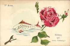 CPA Fantaisie Poisson 1er Avril Fleurs 