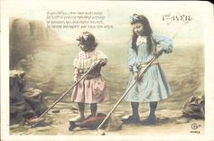 CPA Fantaisie Enfants Poisson 1er Avril 