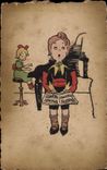 Vintage Postcard Fantasy Children Piano