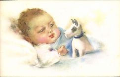 Vintage Postcard Dogs Dog Child Baby