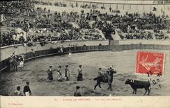 CPA Corrida Course de taureaux Arenes de Beziers Le jeu des piques 