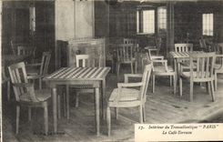 CPA Bateau Paquebot Interieur du Transatlantique Paris Le cafe terrasse 