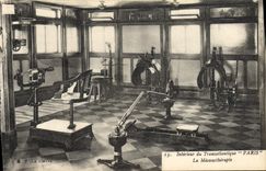 CPA Bateau Paquebot Interieur du Transatlantique Paris La mecanotherapie 