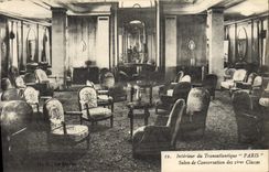 CPA Bateau Paquebot Interieur du Transatlantique Paris Salon de conversation des 1eres classes 