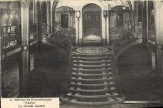 Vintage Postcard Boat Interior Steamer of the Paris Deck chair great descent