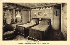 Vintage Postcard Boat Steamer Paris Cabin of the apartment of great luxury