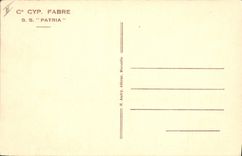 Vintage Postcard Boat Steamer Cyp Fabre SS Patria