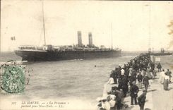 Vintage Postcard Boat La Provence Steamer leaving for New York