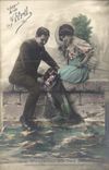 CPA Fantaisie Paques Poisson Femme
