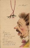 CPA Fantaisie Paques Poisson Homme 
