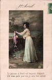 CPA Fantaisie Paques Poisson Femme 