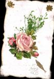 CPA Fantaisie Paques Poisson Fleurs 