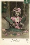 CPA Fantaisie Paques Poisson Enfant 