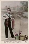 CPA Fantaisie Paques Poisson Enfant 