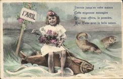 CPA Fantaisie Paques Poisson Enfant 