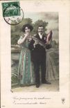 CPA Fantaisie Paques Poisson Femme 