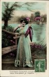 CPA Fantaisie Paques Poisson Femme 