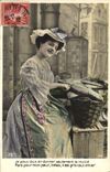 CPA Fantaisie Paques Poisson Femme 
