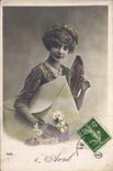 CPA Fantaisie Paques Poisson Femme 